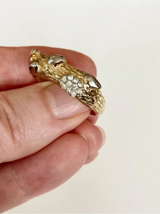 Gold and silver tone branch thorns rhinestone statement costume cocktail ring - Picture 9 of 13